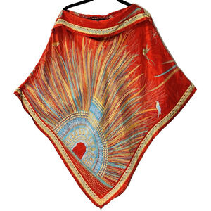 EUC Designer Pineda Covalin Pinch Sz L 100% Silk Mesoamerican Gorgeous MSRP $493